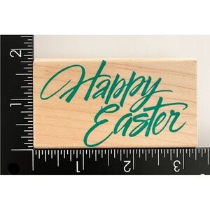 Hero Arts Happy Easter F334 Wood Mounted Rubber Stamp 1995 Vintage Staml RARE
